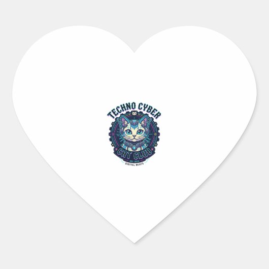 Techno Cyber Kat Grappige Kat Liefhebber Ontwerp - Hart Sticker (Voorkant)