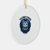 Techno Cyber Kat Grappige Kat Liefhebber Ontwerp - Keramisch Ornament (Rechts)