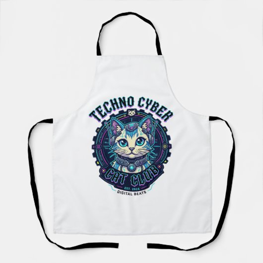 Techno Cyber Kat Grappige Kat Liefhebber Ontwerp - Schort (Voorkant)