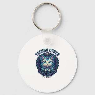 Techno Cyber Kat Grappige Kat Liefhebber Ontwerp - Sleutelhanger