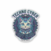 Techno Cyber Kat Grappige Kat Liefhebber Ontwerp - Sticker (Voorkant)