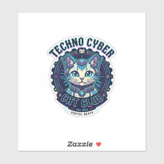 Techno Cyber Kat Grappige Kat Liefhebber Ontwerp - Sticker (Vel)