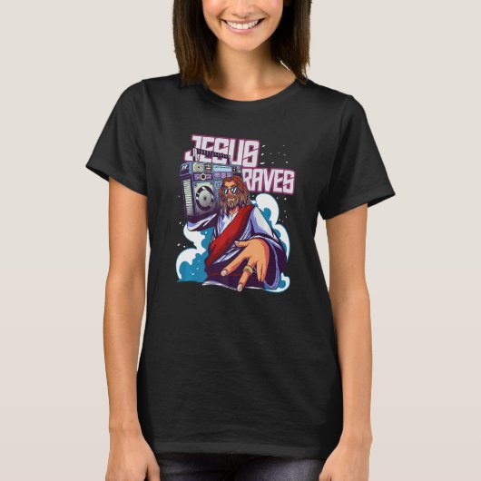 Techno Dance Party Rave for Men Jesus Raves T-shirt (Voorkant)