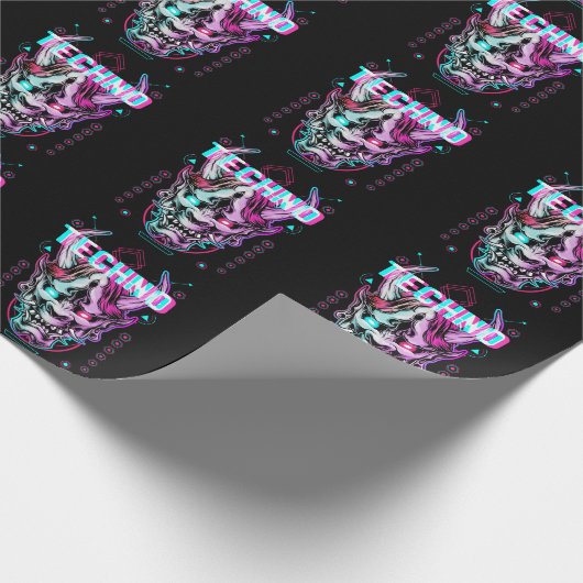 Techno Demon Glitch Electronic Bass Music Cadeaupapier (Hoek)