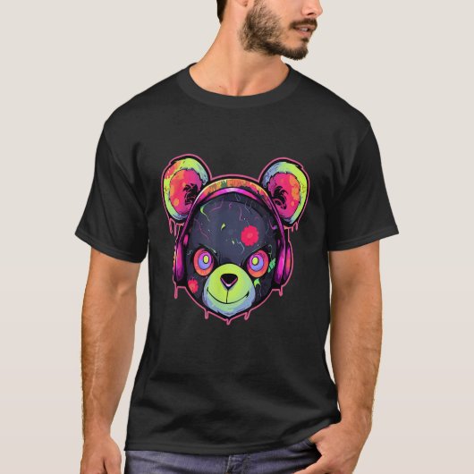 Techno DJ Beer Trippy EDM Zomerfestival T-shirt (Voorkant)