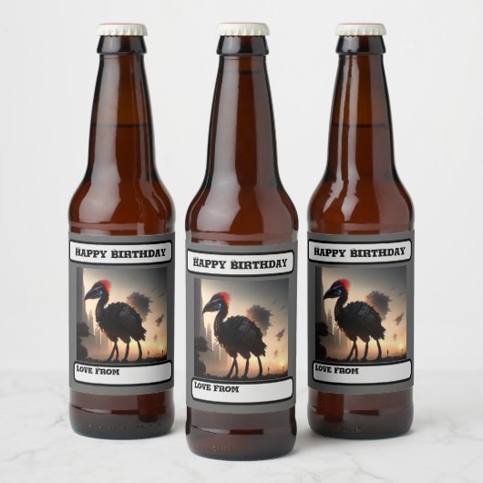 Techno-Feathers: de futuristische EMU-robot Bier Etiket (Flessen)