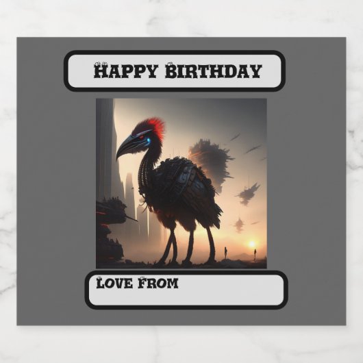 Techno-Feathers: de futuristische EMU-robot Bier Etiket (Enkel label)