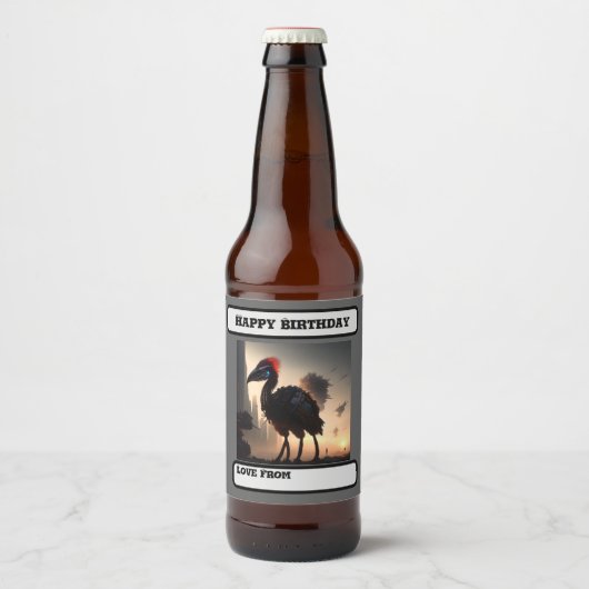 Techno-Feathers: de futuristische EMU-robot Bier Etiket (Voorkant)