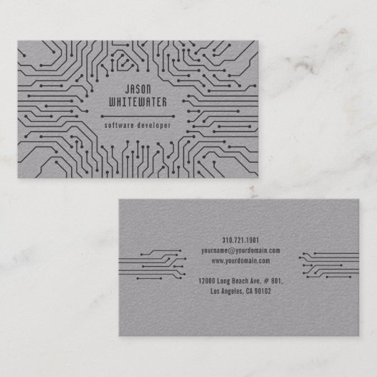 Techno Flat Sleek Modern Visitekaartje (Voorkant / Achterkant)