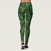 Techno Geek Green Galaxy Glitter CUSTOM TEXT Leggings (Achterkant)