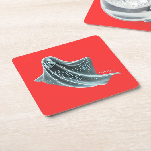 Techno Ghost beroemd gemaakt door Haunting Hallowe Kartonnen Onderzetters (Schuin)