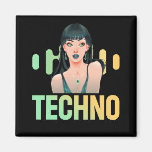 Techno Girl Musician DJ Bass Music Fan Magneet
