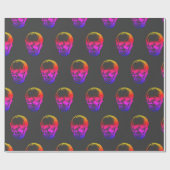 Techno Holografische Schedel op Grijs | Cadeaupapier (Vlak)