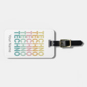 Techno House Retro Lettering Electro Rave Bagagelabel (Voorkant horizontaal)