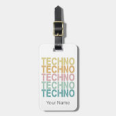 Techno House Retro Lettering Electro Rave Bagagelabel (Voorkant verticaal)