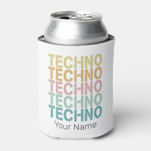 Techno House Retro Lettering Electro  Rave Blikjeskoeler (Blikje Voorkant)