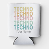 Techno House Retro Lettering Electro  Rave Blikjeskoeler (Voorkant)