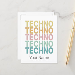 Techno House Retro Lettering Electro  Rave Feestdagenkaart