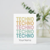 Techno House Retro Lettering Electro  Rave Feestdagenkaart (Staand voorkant)
