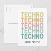 Techno House Retro Lettering Electro  Rave Feestdagenkaart (Voorkant / Achterkant)