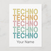 Techno House Retro Lettering Electro  Rave Feestdagenkaart (Voorkant)