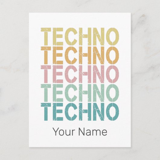 Techno House Retro Lettering Electro  Rave Feestdagenkaart (Voorkant)