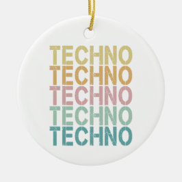 Techno House Retro Lettering Electro  Rave Keramisch Ornament