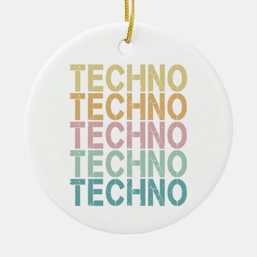 Techno House Retro Lettering Electro  Rave Keramisch Ornament (Voorkant)
