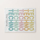 Techno House Retro Lettering Electro Rave Legpuzzel (Horizontaal)