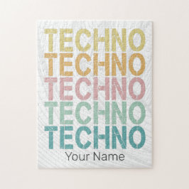 Techno House Retro Lettering Electro  Rave Legpuzzel
