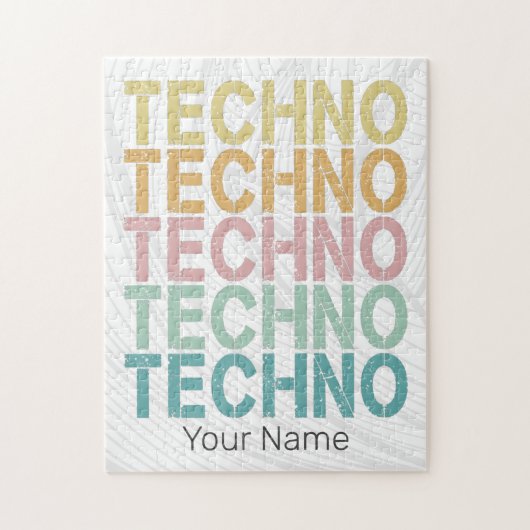 Techno House Retro Lettering Electro Rave Legpuzzel (Verticaal)