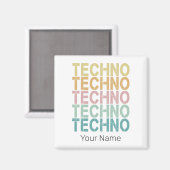 Techno House Retro Lettering Electro Rave Magneet (Voorkant / Achterkant)