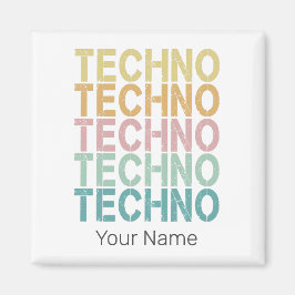 Techno House Retro Lettering Electro  Rave Magneet