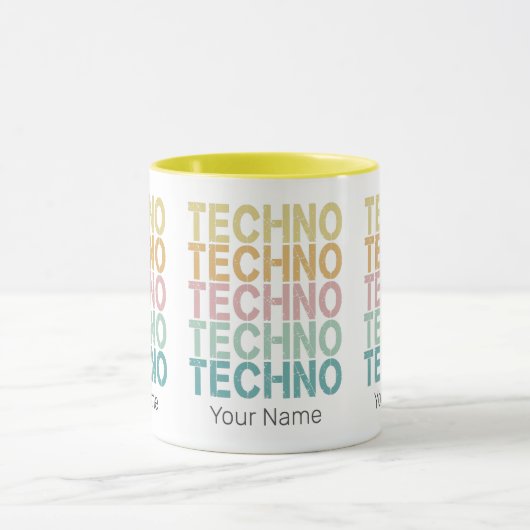 Techno House Retro Lettering Electro  Rave Mok (Midden)