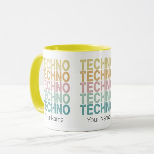 Techno House Retro Lettering Electro Rave Mok (Voorkant links)