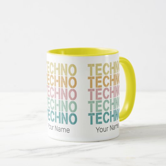 Techno House Retro Lettering Electro  Rave Mok (Voorkant rechts)