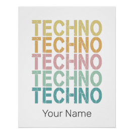 Techno House Retro Lettering Electro  Rave Perfect Poster