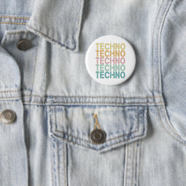 Techno House Retro Lettering Electro  Rave Ronde Button 5,7 Cm