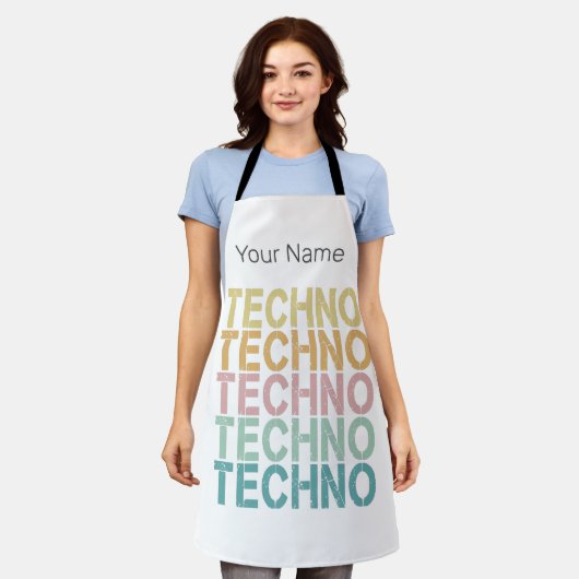 Techno House Retro Lettering Electro Rave Schort (Gedragen)