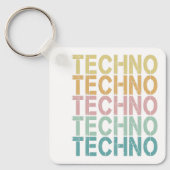 Techno House Retro Lettering Electro Rave Sleutelhanger (Voorkant)