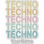 Techno House Retro Lettering Electro Rave Sticker (Voorkant)