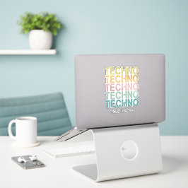 Techno House Retro Lettering Electro  Rave Sticker