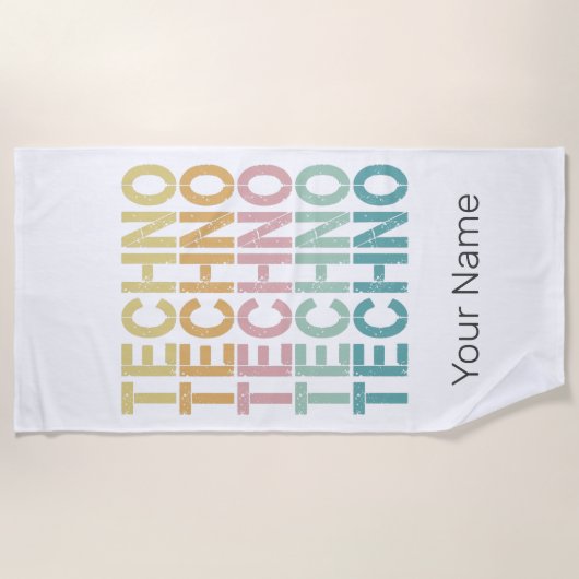 Techno House Retro Lettering Electro  Rave Strandlaken (Voorkant)