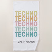 Techno House Retro Lettering Electro  Rave Strandlaken (Voorkant)