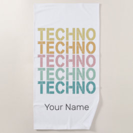 Techno House Retro Lettering Electro  Rave Strandlaken