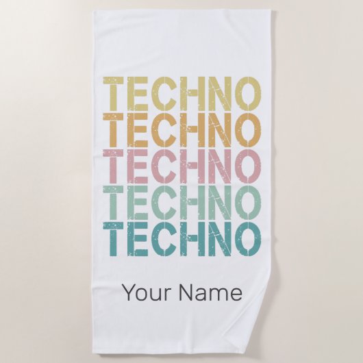 Techno House Retro Lettering Electro  Rave Strandlaken (Voorkant)