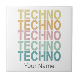 Techno House Retro Lettering Electro  Rave Tegeltje