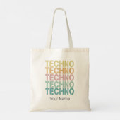 Techno House Retro Lettering Electro Rave Tote Bag (Achterkant)