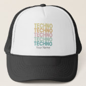 Techno House Retro Lettering Electro  Rave Trucker Pet (Voorkant)