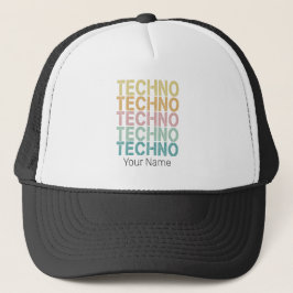 Techno House Retro Lettering Electro  Rave Trucker Pet